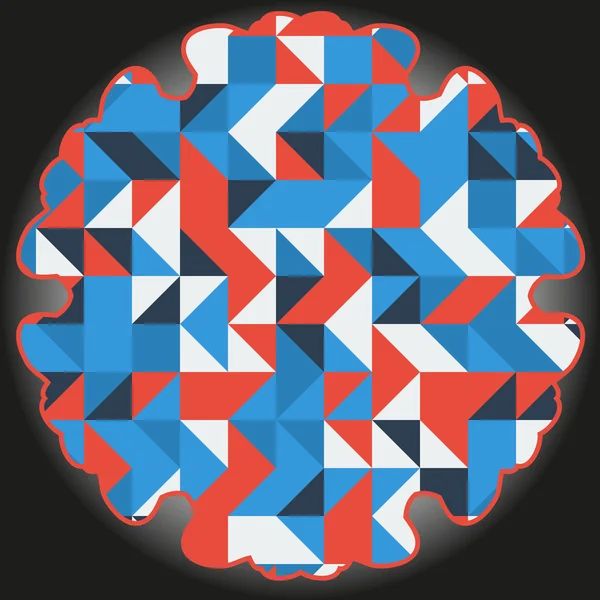 Ronde frame met rode, witte en blauwe driehoeken — Stockvector