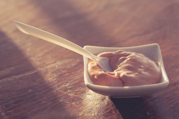 Toned image of a sauce bowl — Stock Photo, Image