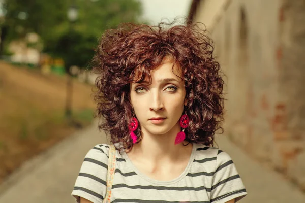 Curly red haired women closeup shot — Stock Photo, Image