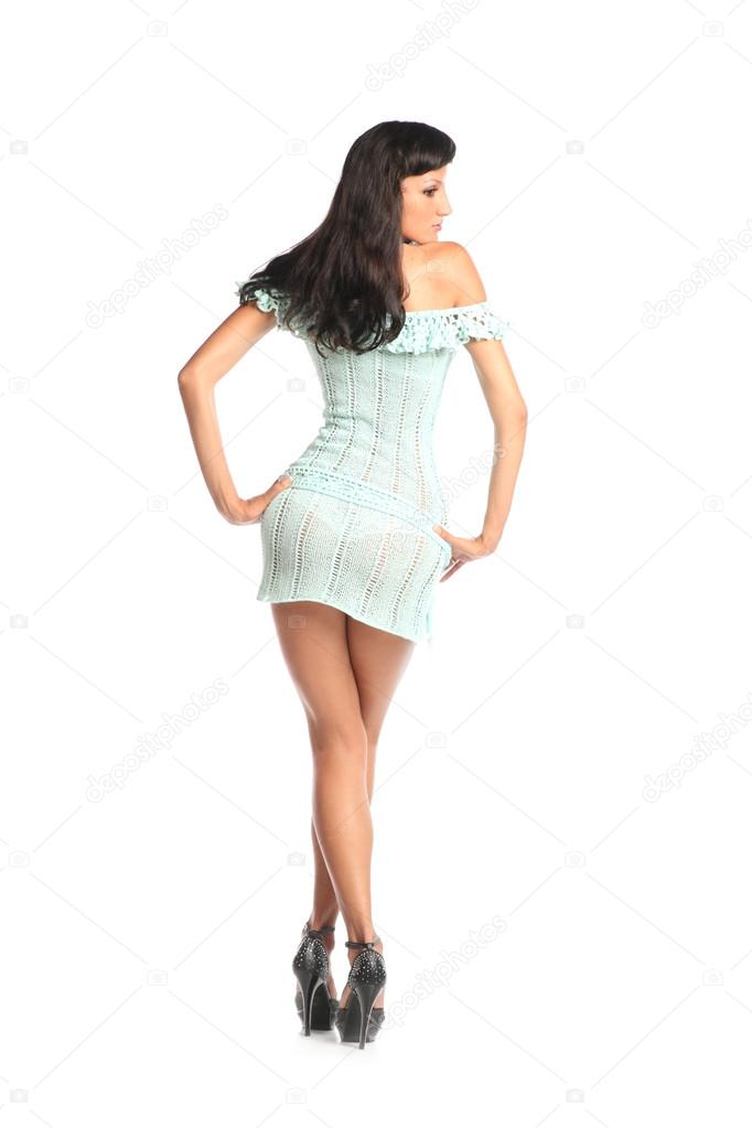 Young woman in elegant sexy dress