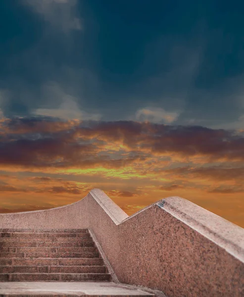 Steps Leading Front Sunset Sky Path Way God Heaven Maybe — Stock Photo, Image