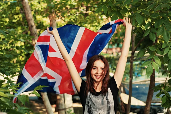Woman with british flag Stock Photo
