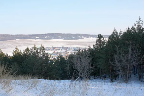 Paisaje del pueblo en invierno —  Fotos de Stock