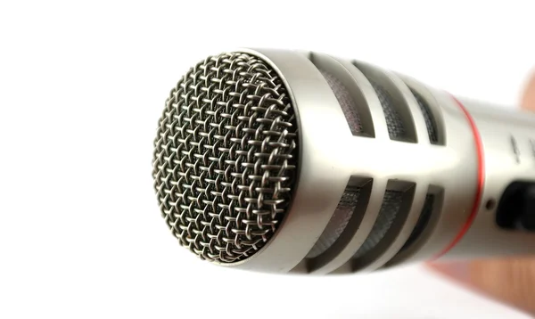 Mikrofon přes bílý. mělké dof. — Stock fotografie