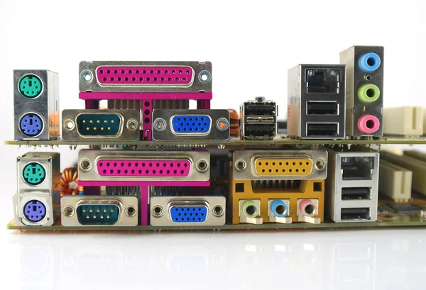 Interface plug-and-sockets of computer main boards — Stock Photo, Image