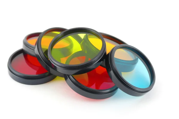 Filtros de cor para lentes sobre branco — Fotografia de Stock