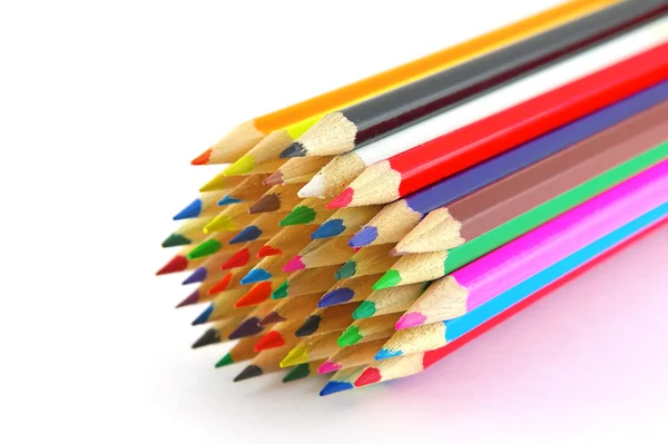 Multi color pencils over white — Stock Photo, Image