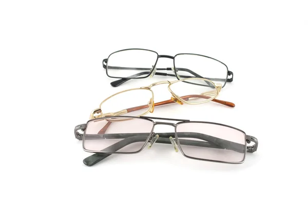 Tres gafas ópticas sobre blanco — Foto de Stock