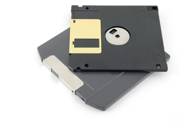 Zip és a floppy lemezek felett fehér — Stock Fotó