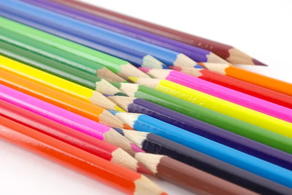 Multi kleur potloden over Wit — Stockfoto