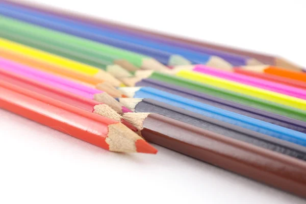 Multi color pencils over white — Stock Photo, Image