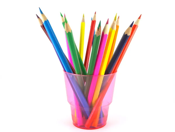 Color pencils in the pink prop — Stock Photo, Image