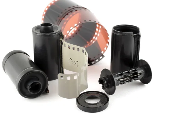 Velho filme negativo com cassete — Fotografia de Stock