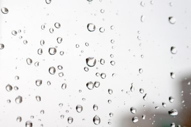 (Cam pencere üzerinde yağmur damlaları)