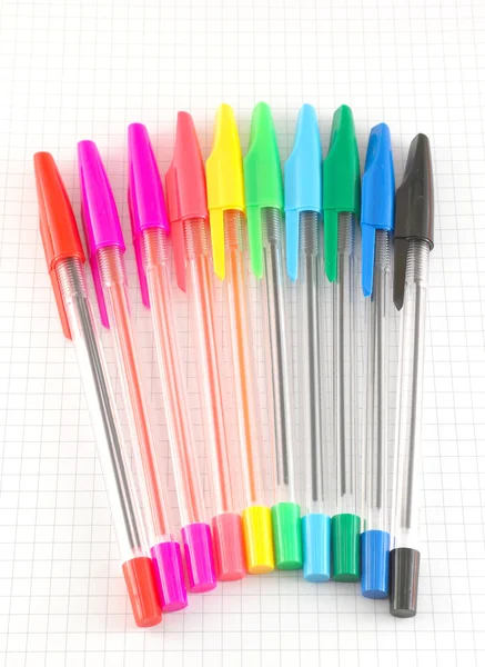 Color pen on the checked paper — Stock Photo, Image