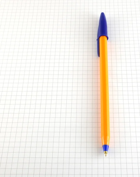 One pen on the checked paper — Stock Photo, Image