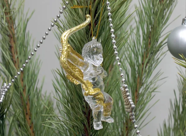 Christmas decorations on the twigs of pine — Stock Photo, Image