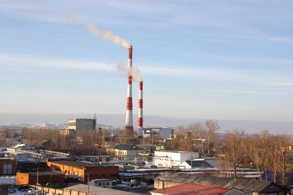 Factory chimneys and smoke — Stock Photo, Image
