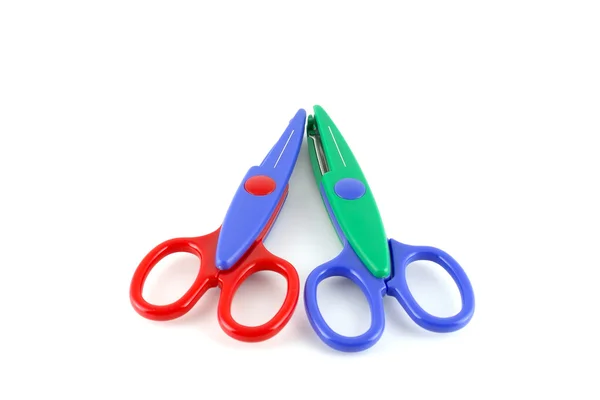 Dvě barvy nůžky — Stock fotografie