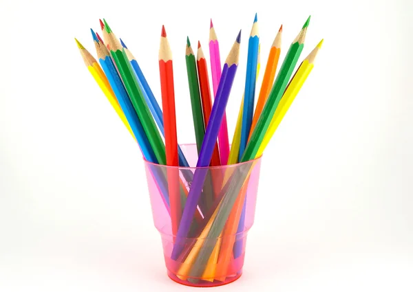 Color pencils in the pink prop — Stock Photo, Image