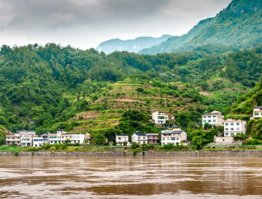 Yangtze Nehri Dağ ve Şehir Manzaralı