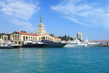 Yachts on raid in port of the Sochi clipart