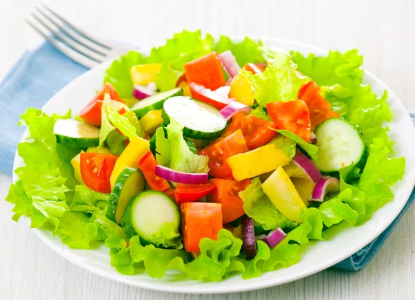 Ensalada de verduras frescas en el plato — Foto de Stock