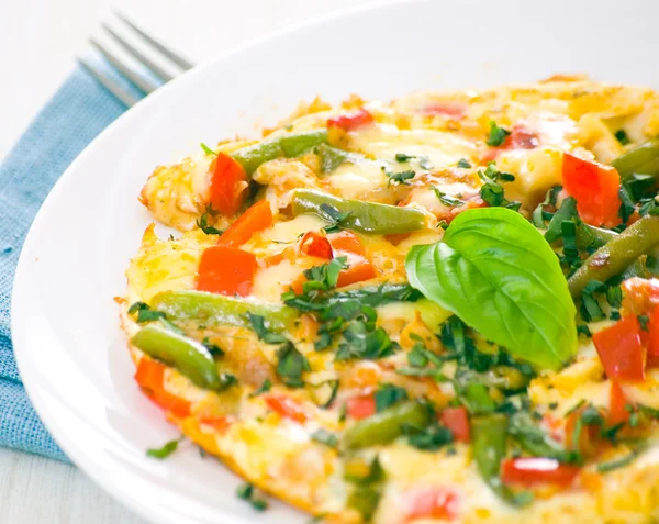 Yeşil fasulye ile omlet — Stok fotoğraf