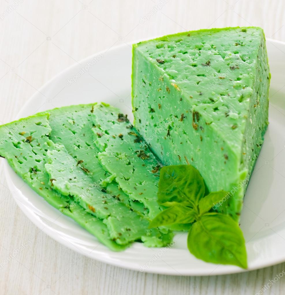 Green Basiron Pesto cheese — Stock Photo © semenovp 13188526