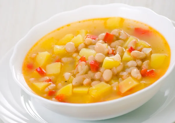 Vegetariánské bílá fazolová polévka — Stock fotografie
