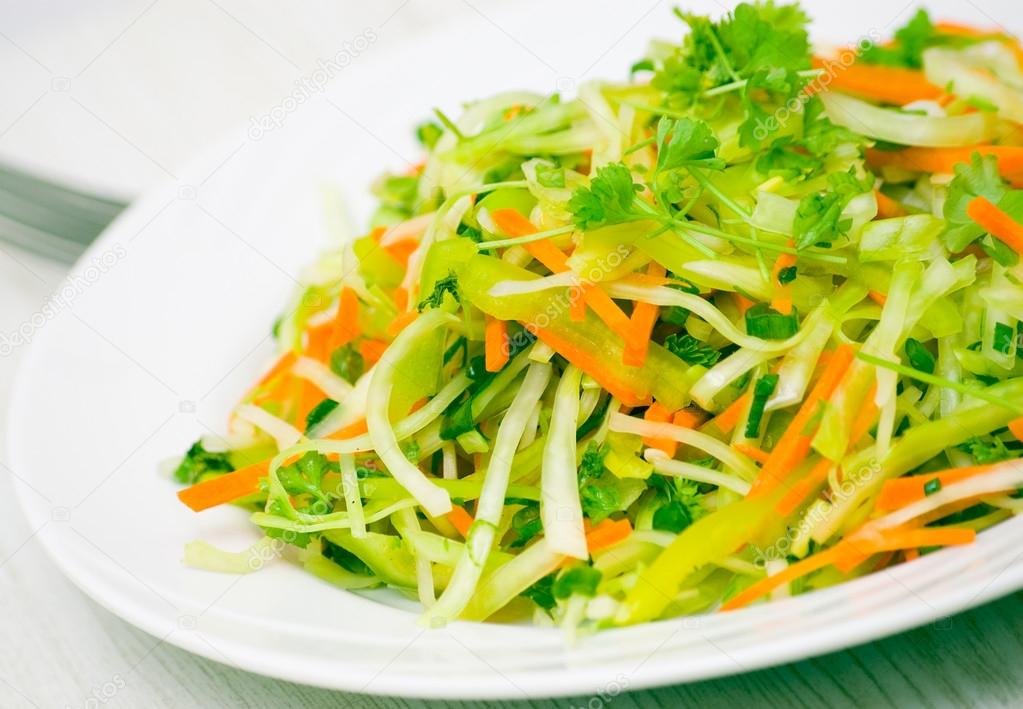 Fresh vegetables salad with cabbage and carrot