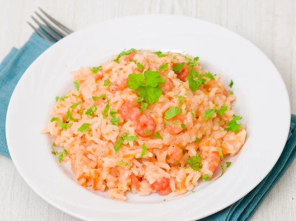 Plate of Shrimps Risotto — Stock Photo, Image