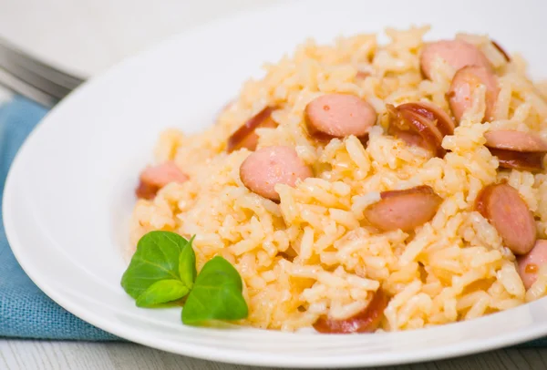 Rice with sausage — Stock Photo, Image