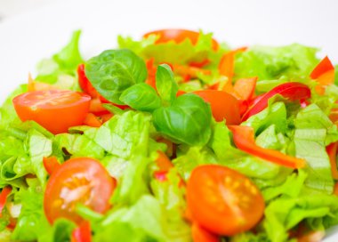 Tabakta taze sebze salatası