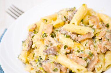 Penne makarna mantar ile