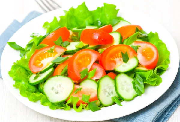 Ensalada de verduras frescas en el plato — Foto de Stock