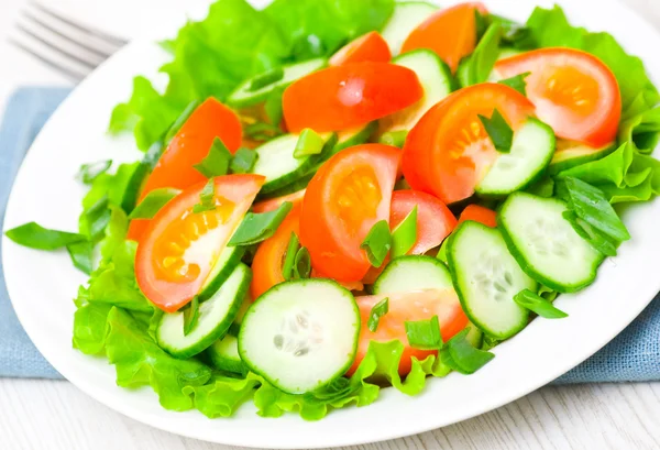 Ensalada de verduras frescas en el plato — Foto de Stock