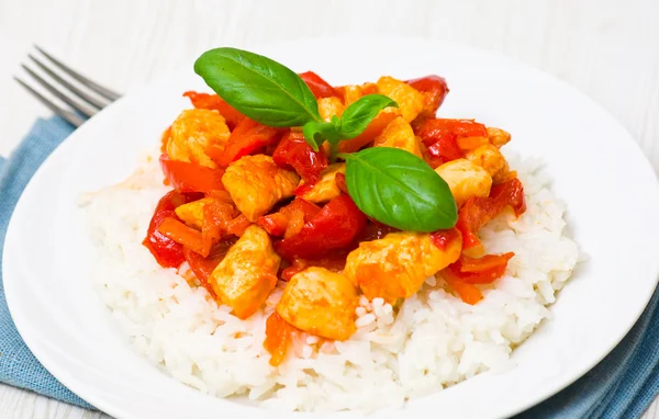 Chicken Breast with Rice and vegetables — Stock Photo, Image