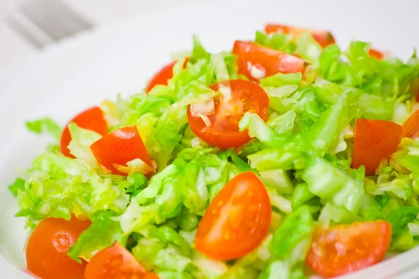 Färska grönsaker sallad med körsbärstomater och kål — Stockfoto