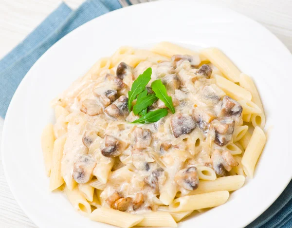 Penne pasta with mushroom sauce — Stock Photo, Image