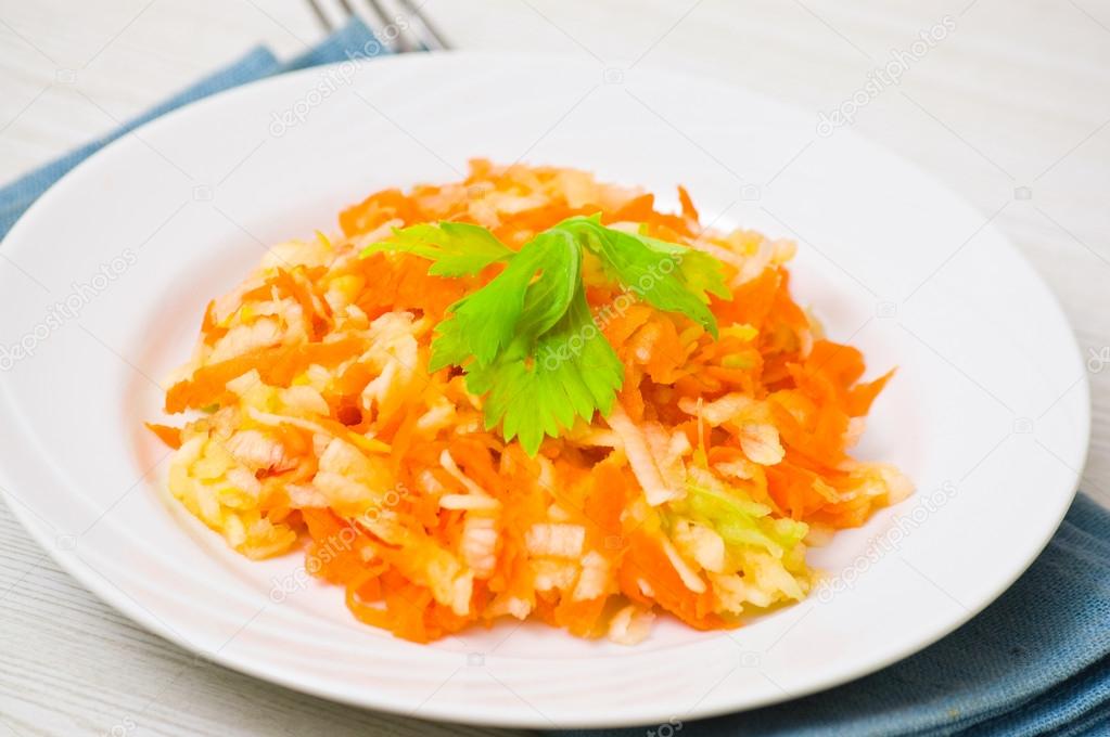 Salad with celery, carrots and apples