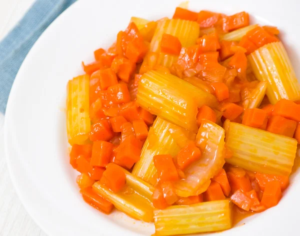 Celery with carrot and onion — Stock Photo, Image