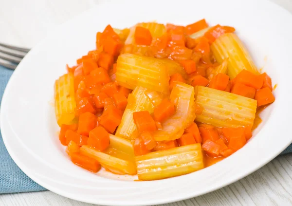 Celery with carrot and onion — Stock Photo, Image