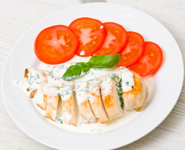 Roasted chicken breast with sauce — Stock Photo, Image