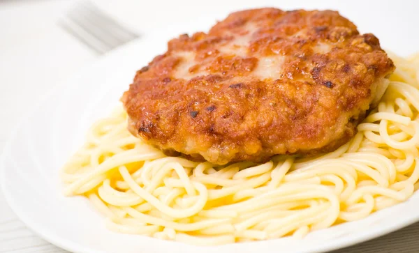 Burger with pasta — Stock Photo, Image