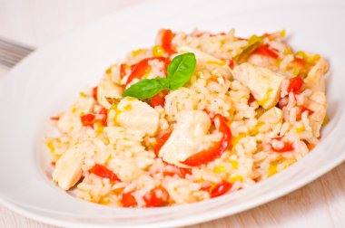 Pirinç ve sebzeli tavuk göğsü.