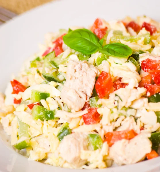 Frischer Salat mit Hühnchen und Gemüse — Stockfoto