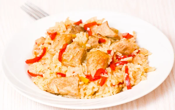 Meat with Rice and vegetables — Stock Photo, Image