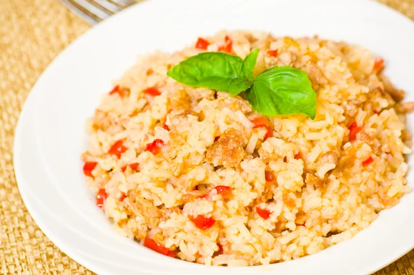 Arroz con carne picada — Foto de Stock