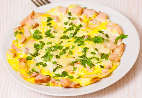 Eggs with ham and cheese — Stock Photo, Image